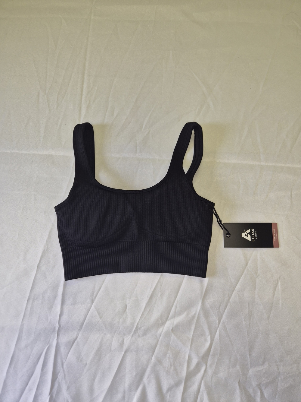 ILIA Black Ribbed Sports Bralette